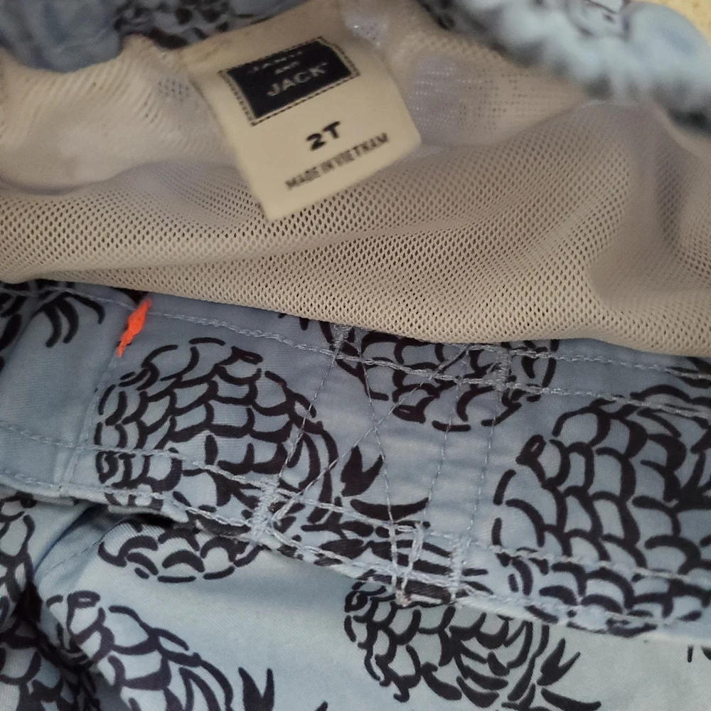 Janie and Jack Toddler Boys Blue Pineapple Swim Trunks Bathing Suit sz2T